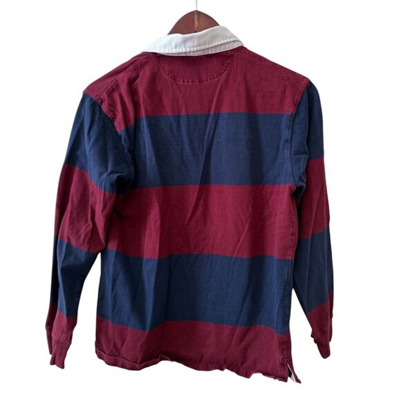 Polo Ralph Lauren Boys Classic Rugby Shirt Maroon Navy Blue L - Picture 3 of 4